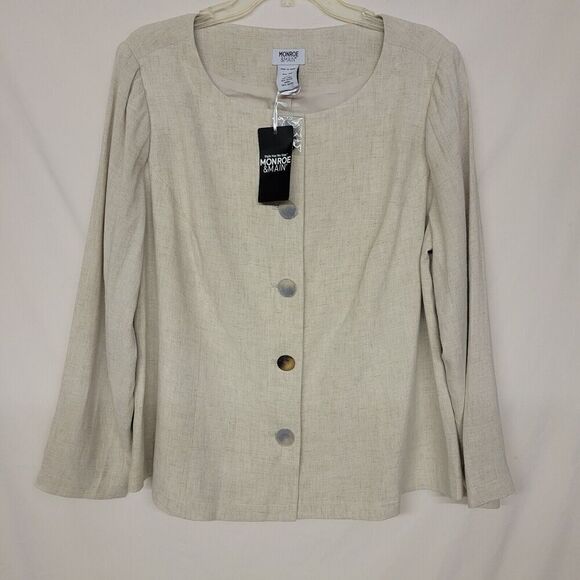 Monroe & Main Size 16W Oatmeal Anyone For Brunch  (Jacket Only) Linen Blend - Picture 1 of 7